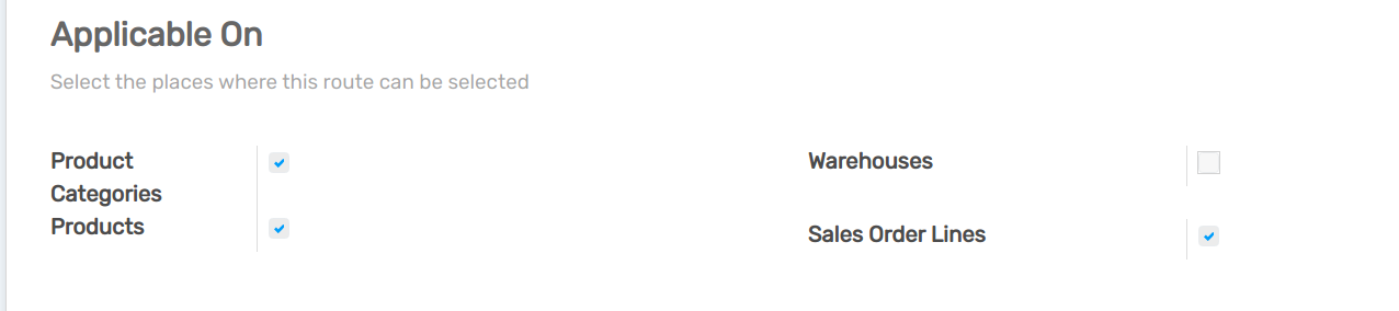 view of the menu when selecting applicable on products