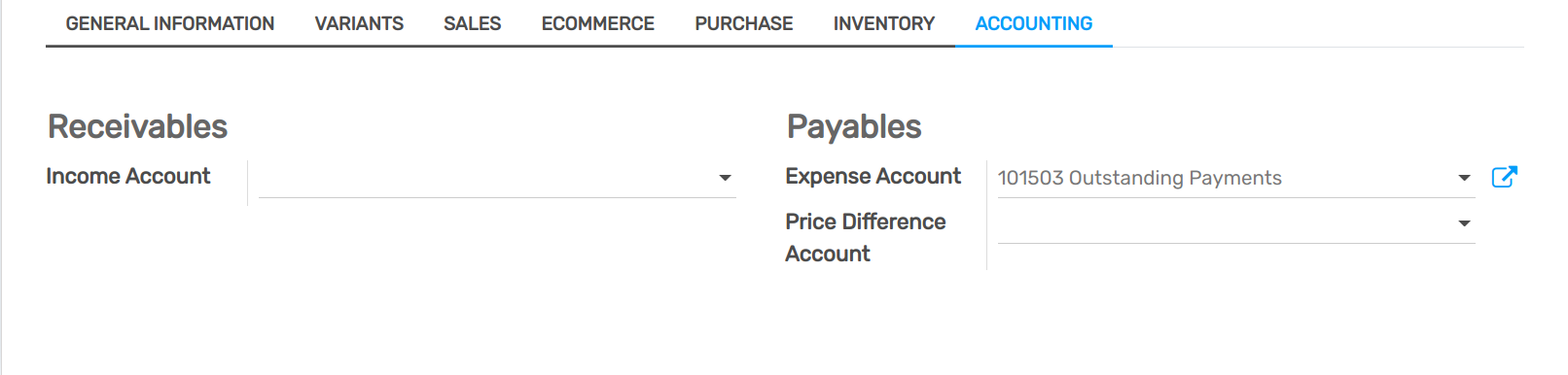 Change of the Assets Account for a product in openAPPone