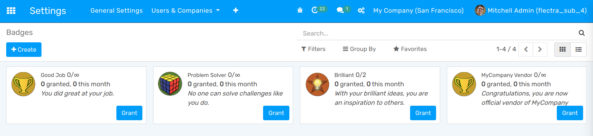 View of the badges page in openAPPone