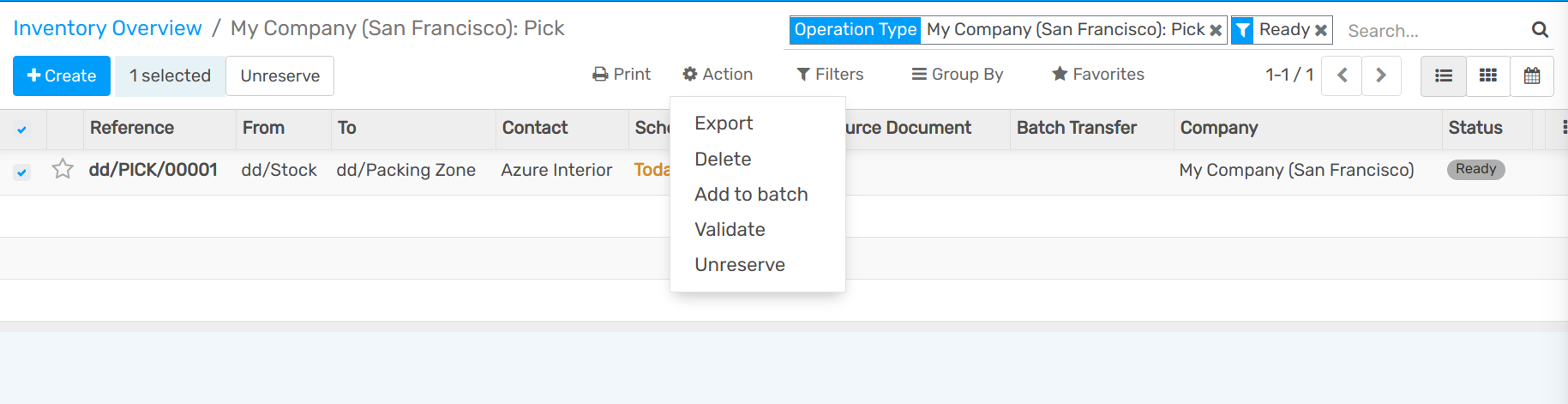 View of the process to add transfers to a batch transfer from the transfers list view