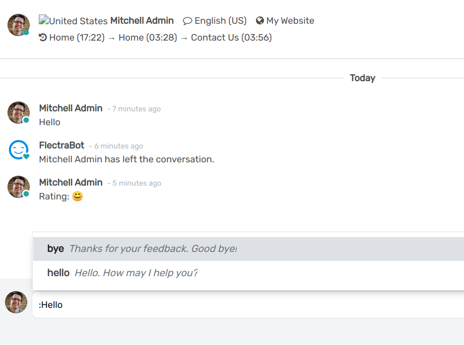 View of a chat window and the use of a canned response in openAPPone Live Chat