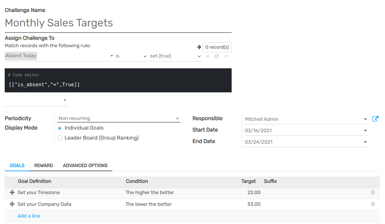 View of the challenge form and a challenge being created for openAPPone Sales