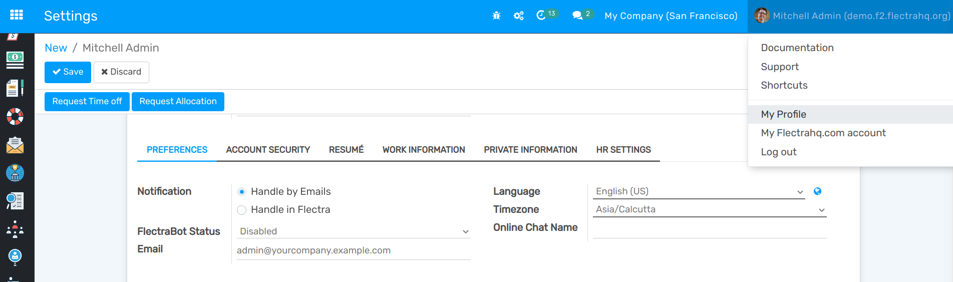 View of the preferences page for openAPPone Discuss
