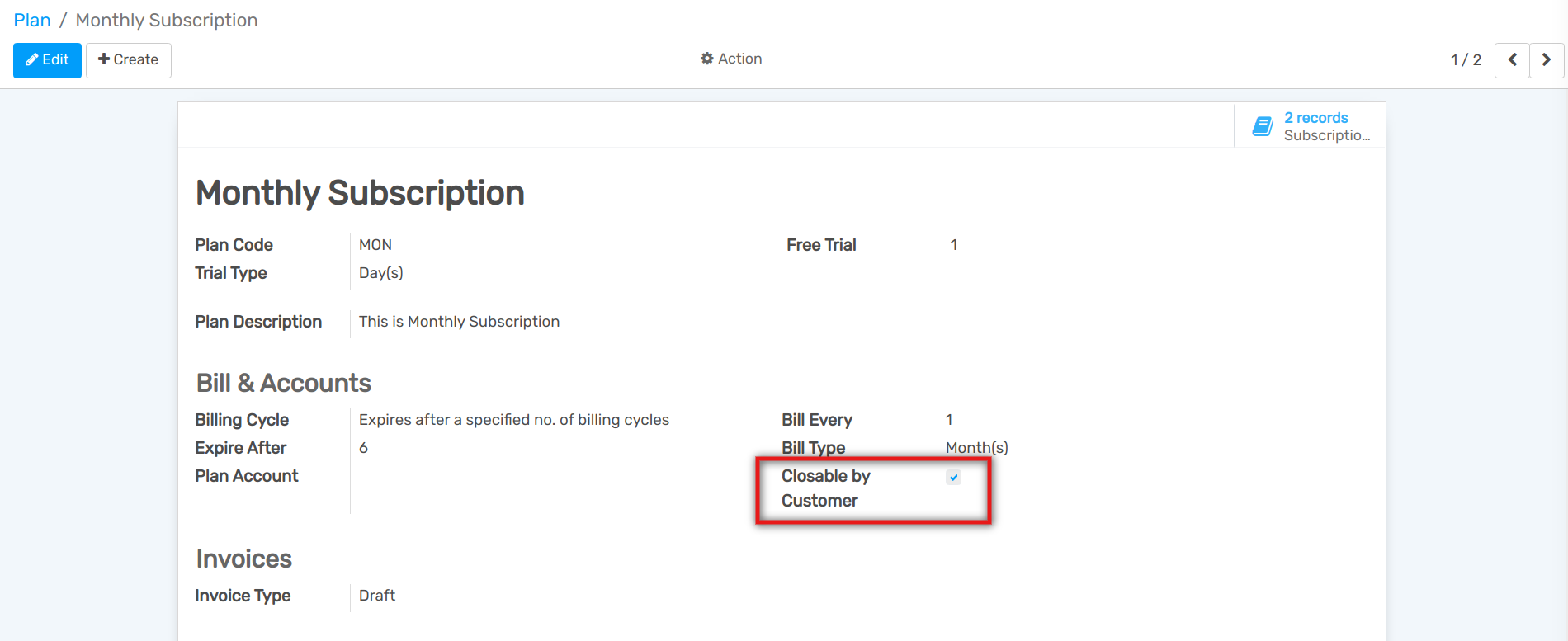 Configuration to close your subscription with openAPPone Subscriptions