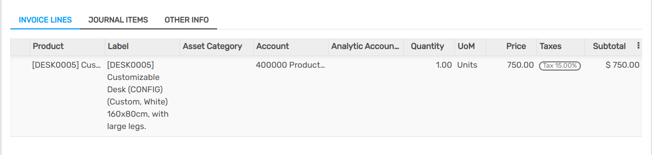 Selection of a Deferred Expense Account on a draft bill in openAPPone Accounting