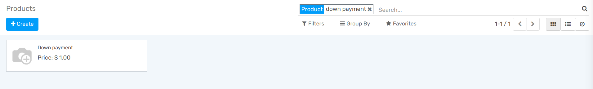 Creation of a down payment product on openAPPone Sales