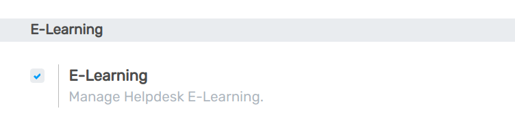 Overview of the settings page of a customer care team emphasizing the feature elearning in openAPPone Helpdesk
