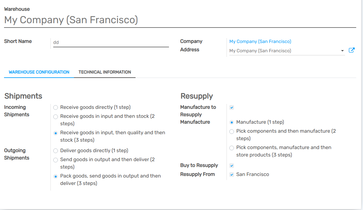 preconfigured warehouse in openAPPone Inventory