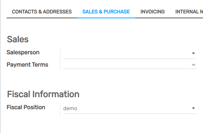 Selection of a Fiscal Position on a Sales Order / Invoice / Bill in openAPPone Accounting