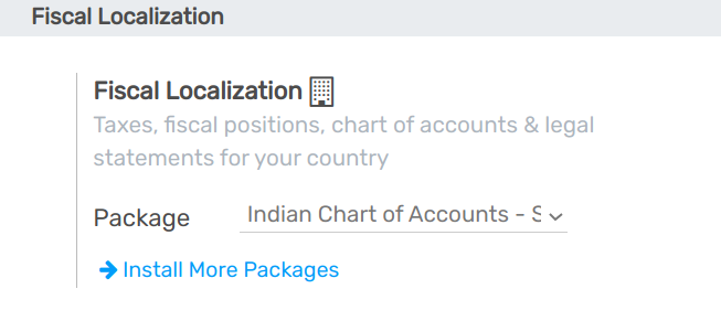 Select your country's fiscal localization package in openAPPone Accounting.