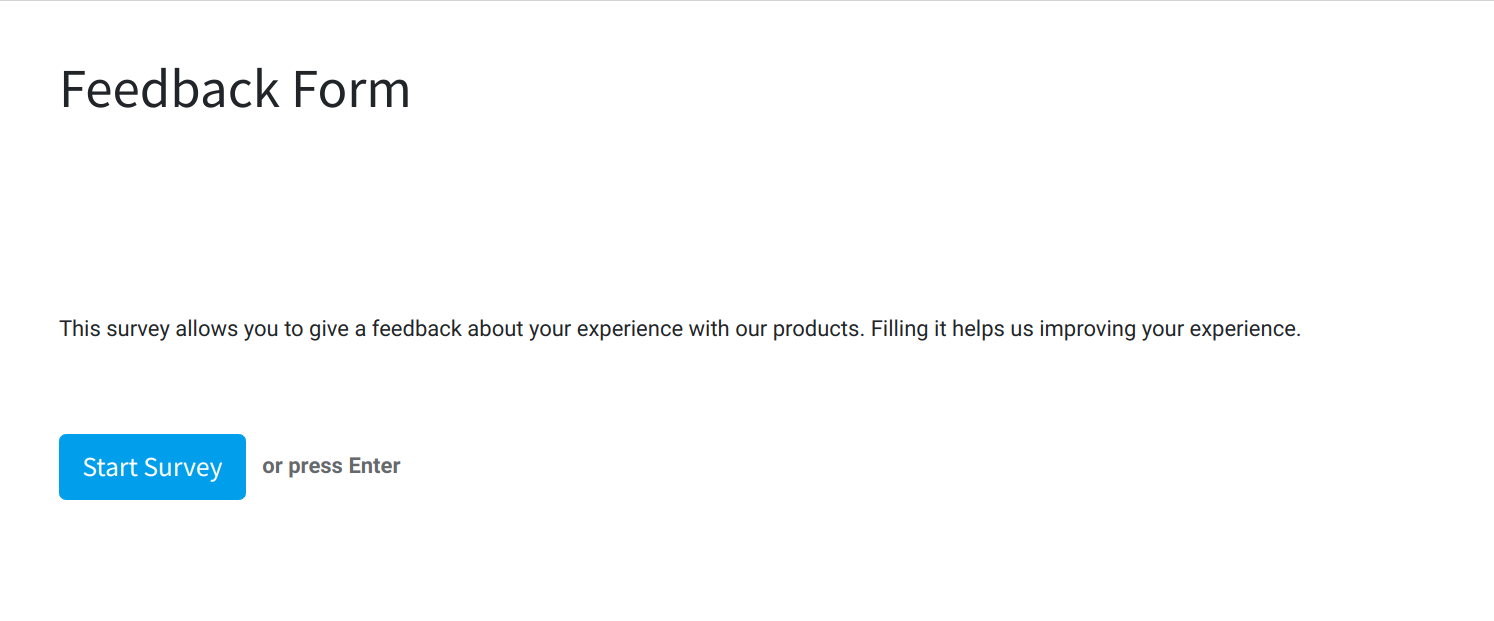 Frontend of a survey showing the title and description of a survey for openAPPone Surveys