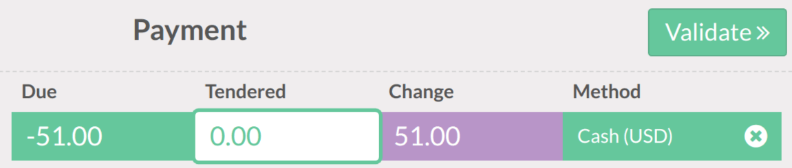 Giving back money to customer in openAPPone Point of Sale.
