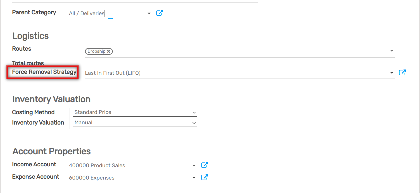 last in first out strategy set up as forced removal strategy.