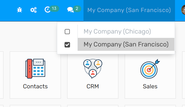 View of the companies menu through the main dashboard in openAPPone