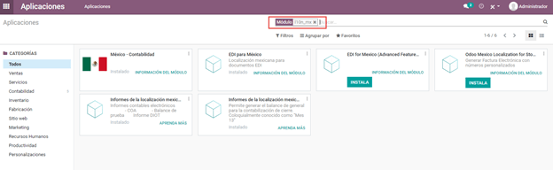 Installation of the Mexican localization module in openAPPone Apps