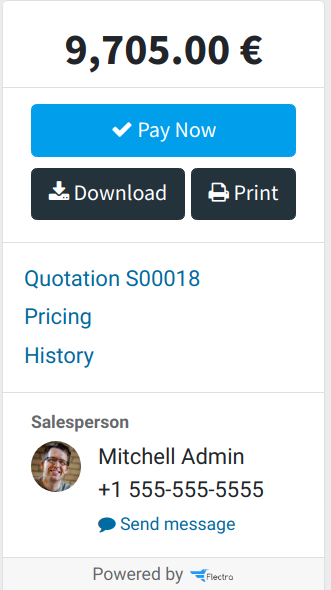 "Pay now" button on an invoice in the Customer Portal.
