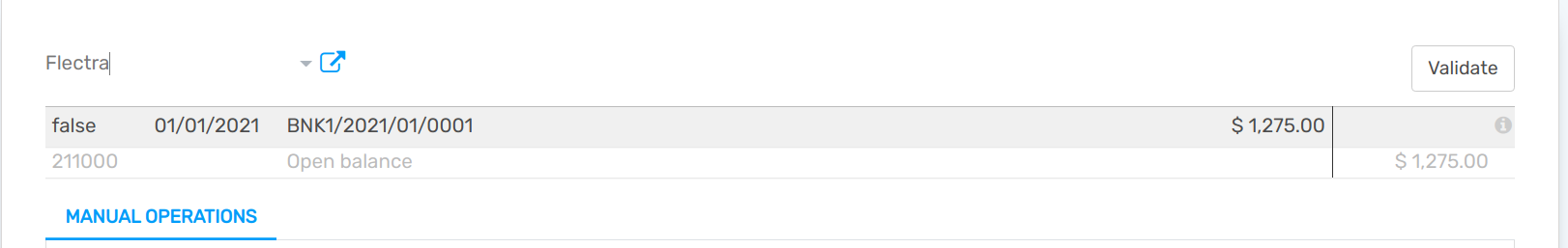 Example of a Reconciliation Model that suggests counterpart values in openAPPone Accounting