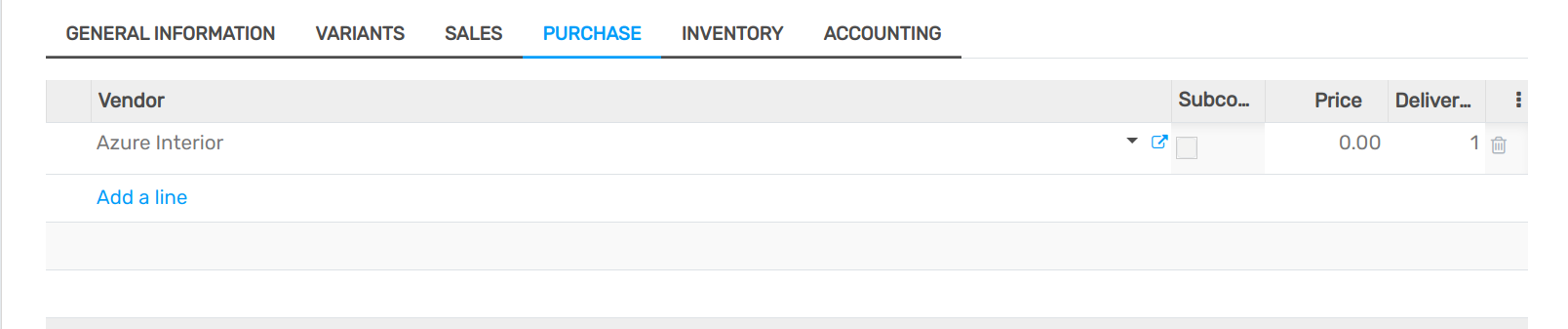 View of the way to add vendors to products