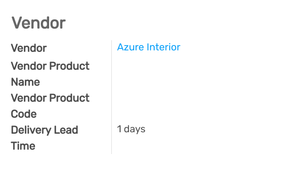 View of the delivery lead time configuration from a vendor form
