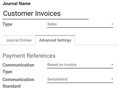 Configure your Journal to display your ISR as payment reference on your invoices in openAPPone