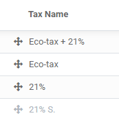 The taxes' sequence in openAPPone determines which tax is applied first