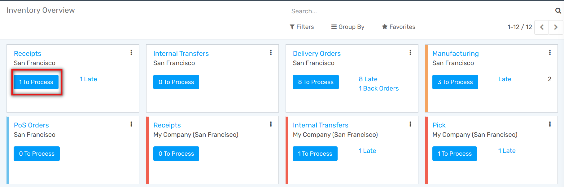 View of the button to click to see the receipts that need to be processed